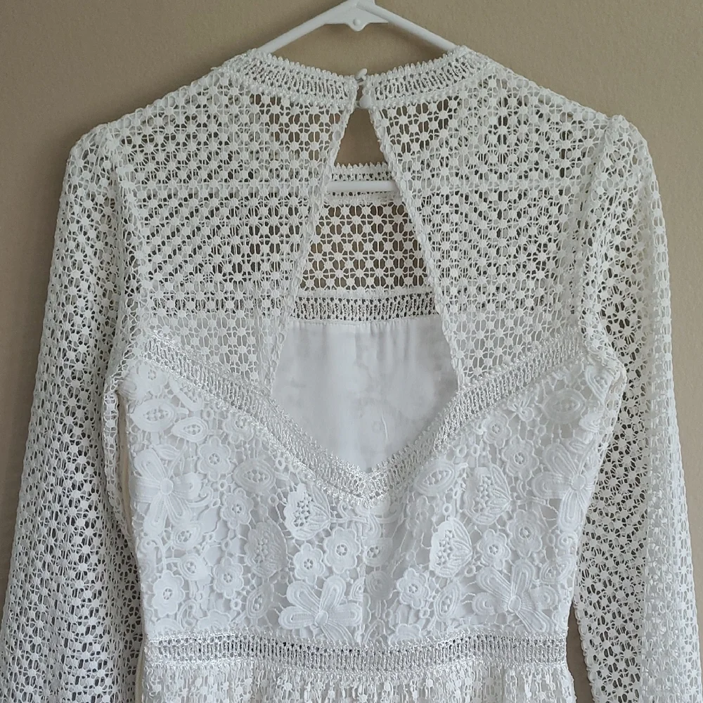 BHLDN White Long Sleeve Lace Wedding Dress Or Any Occassion - Picture 8 of 13